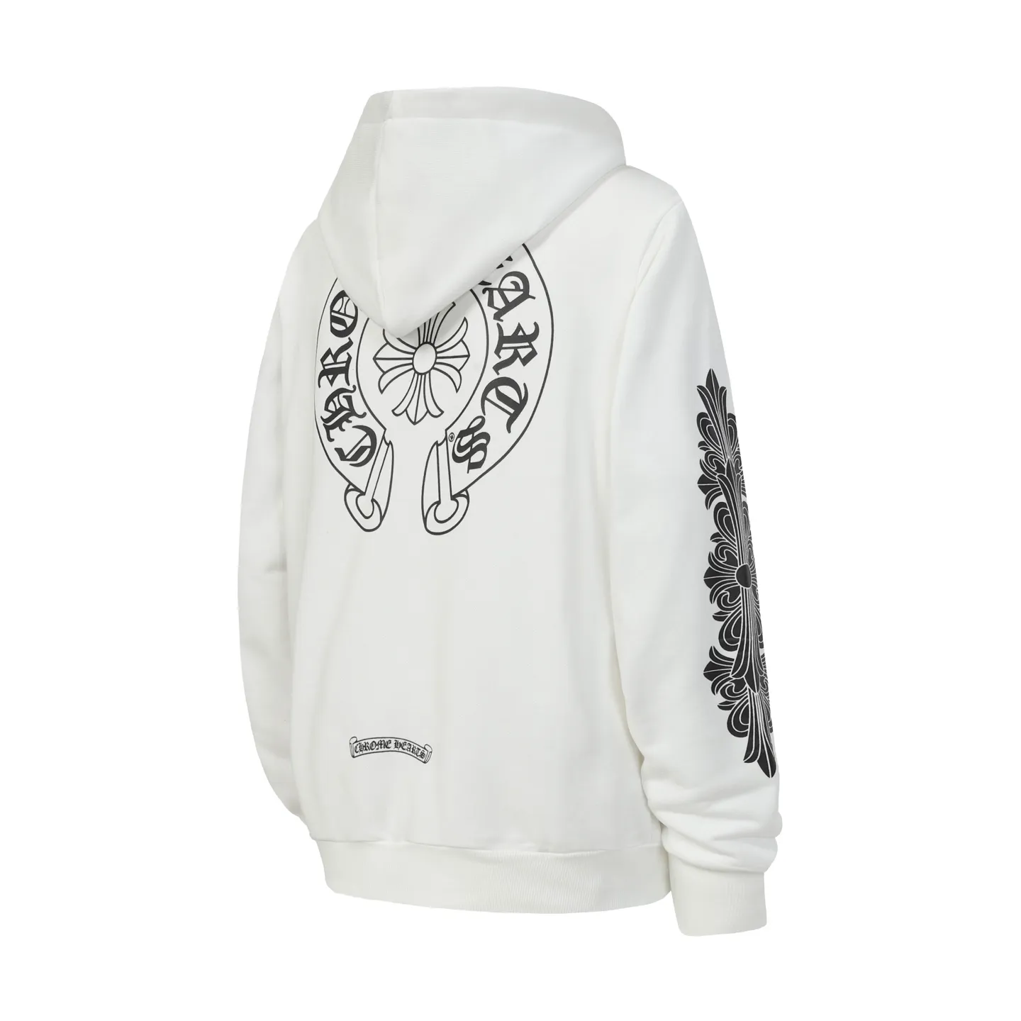 Q8—P230 -Chrome Hearts/Chrome Hearts printed zipper sweatshirt cardigan jacket -420 grams of high-density, high-quality wool, soft, delicate and skin-friendly, soft and silky to the touch, warm and skin-friendly -The hardware zipper accessories are all customized and full of details -Colour: black white -Size: S M L XL